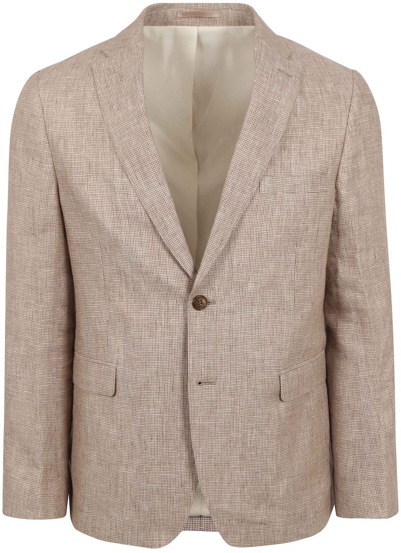 Suitable Blazer Pepita Linnen Beige