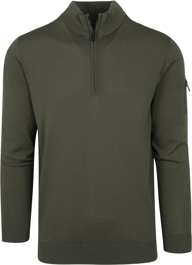 Suitable Pull Foncé Demi-Zip Vert foncé Vert taille S