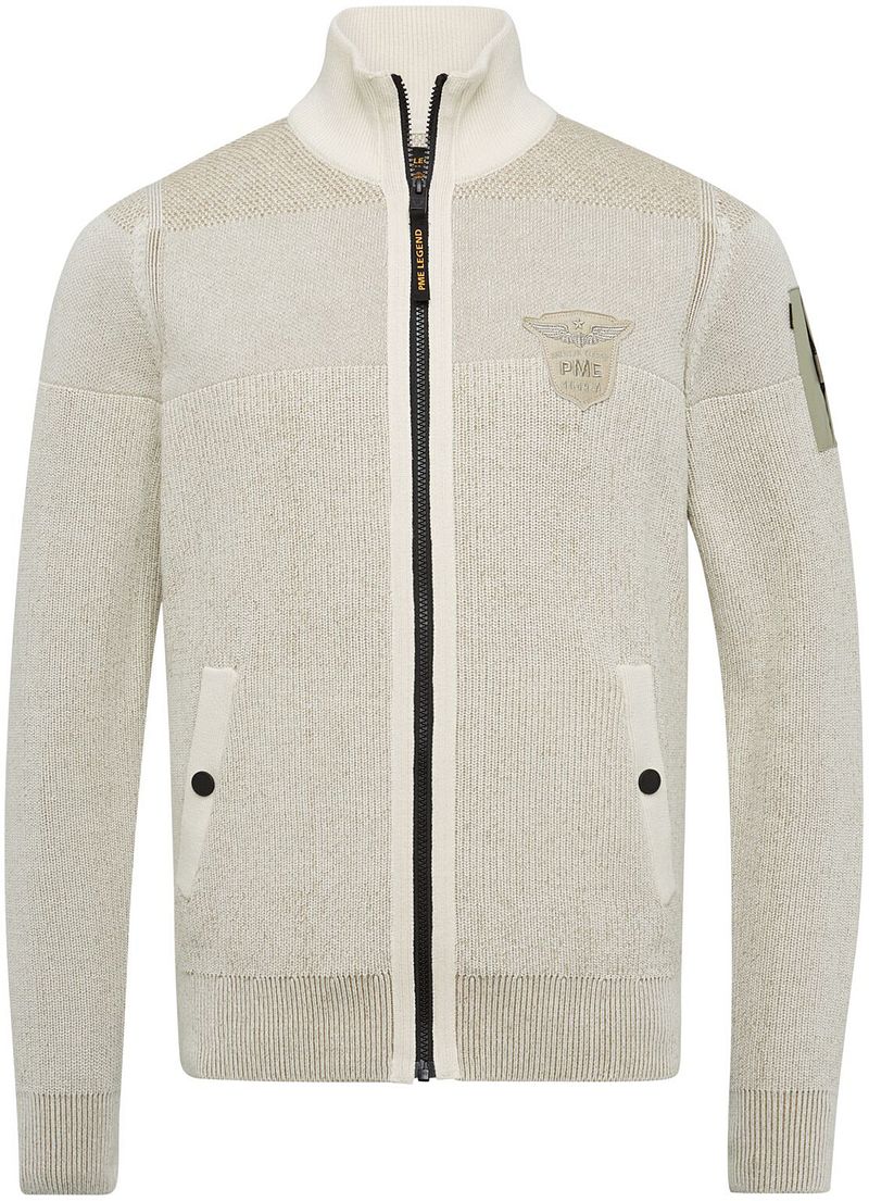 PME Legend Veste Zippée Structure Knit Blanc cassé Beige taille L