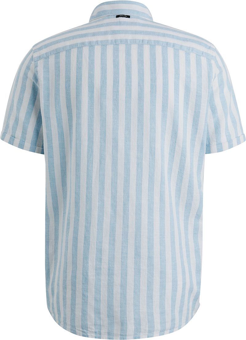 Vanguard Short Sleeve Overhemd Linnen Streep Lichtblauw