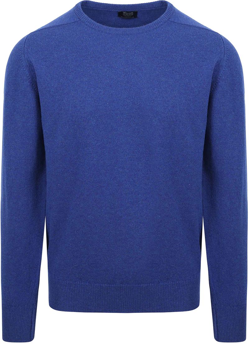 William Lockie O-Auschnitt Pullover Lammwolle Blau - Größe L günstig online kaufen