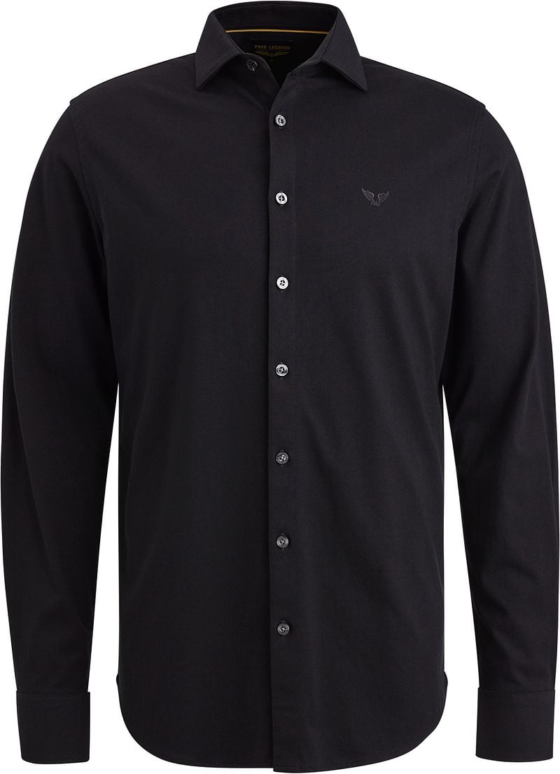 PME Legend Satin Jersey Lange Mouw Shirt Black Heren