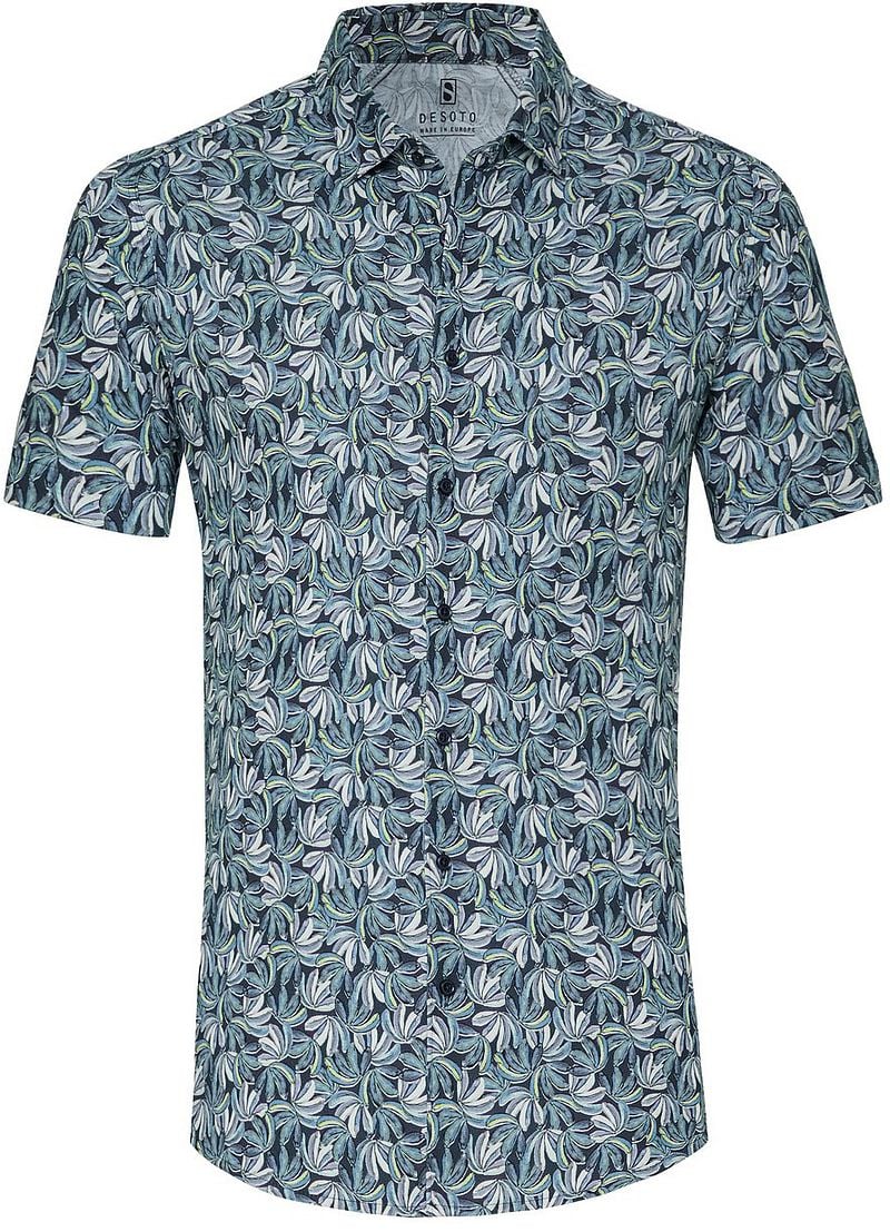 Desoto Short Sleeve Jersey Overhemd Bloemenprint Blauw