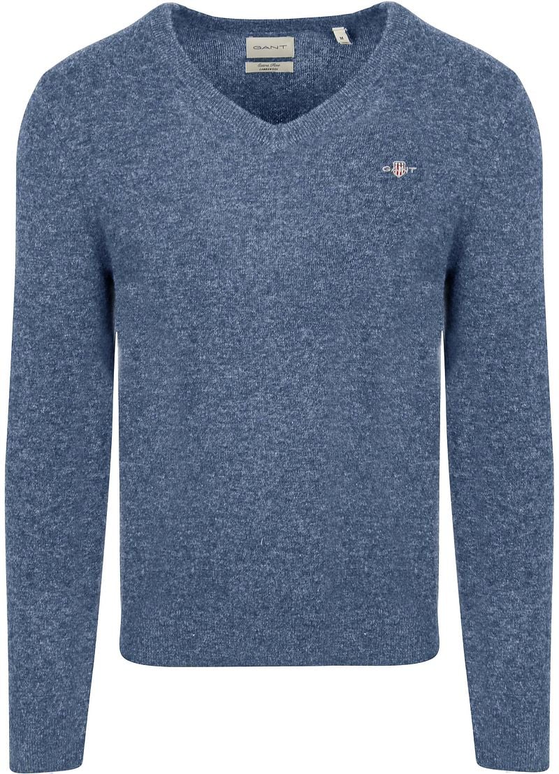 Gant Pullover V-Ausschnitt Wool Blend Blau - Größe XL günstig online kaufen