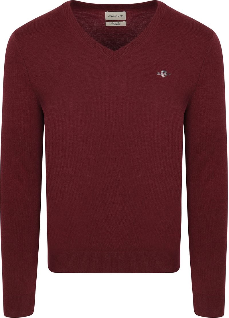 Gant Pullover V-Ausschnitt Wool Blend Bordeaux - Größe L günstig online kaufen