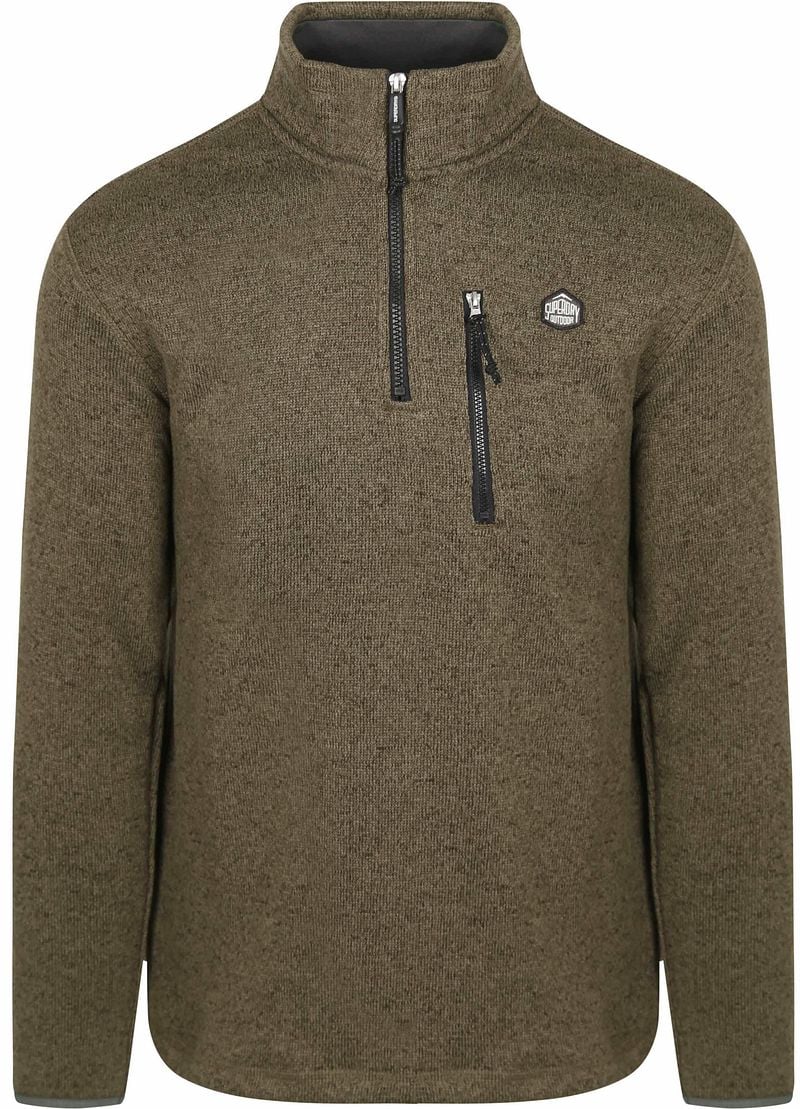 Superdry Half Zip Pullover Fleece Olive - Größe L günstig online kaufen