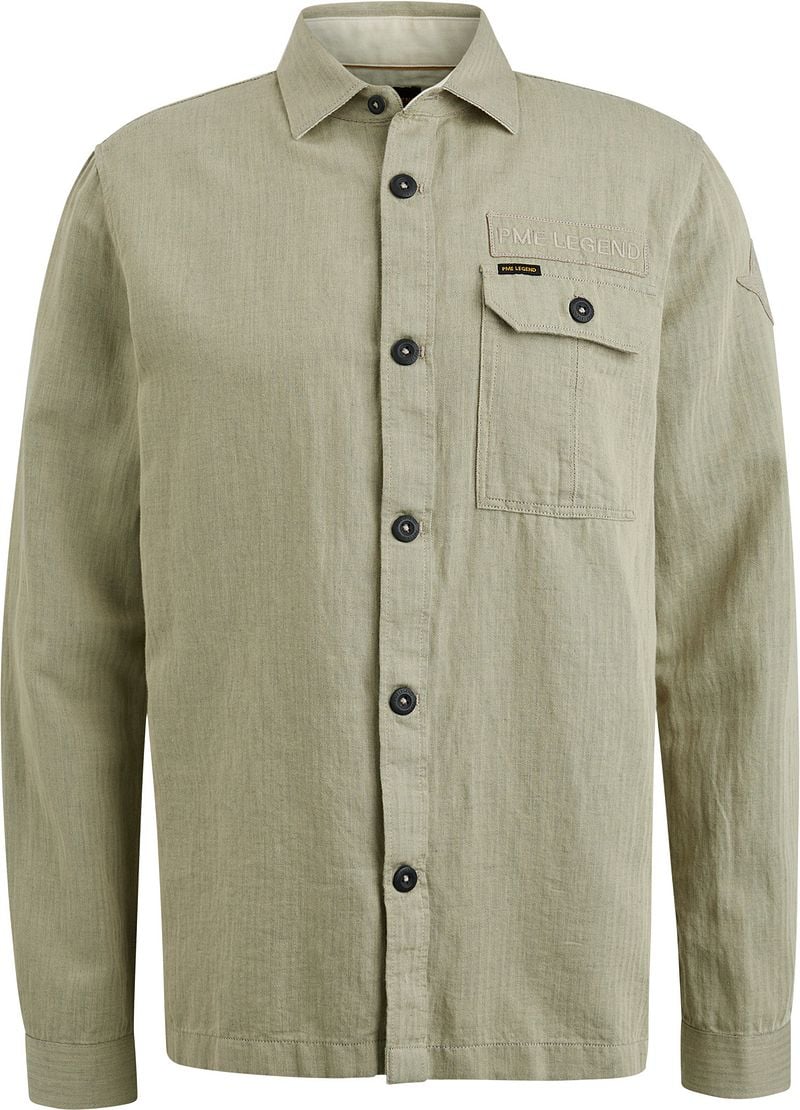 PME Legend Overshirt Leinen Khaki - Größe L günstig online kaufen