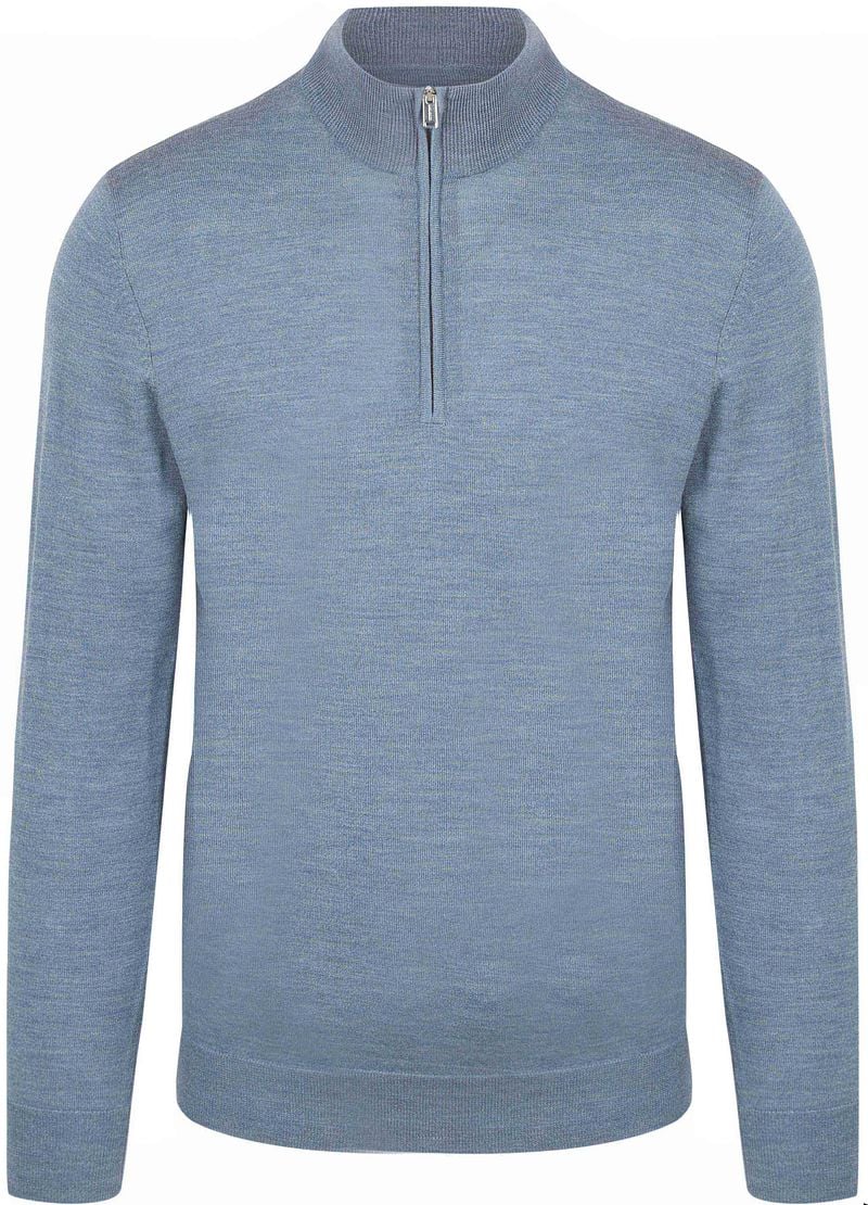 Profuomo Half Zip Pullover Merinowolle Melange Blau - Größe XXL günstig online kaufen