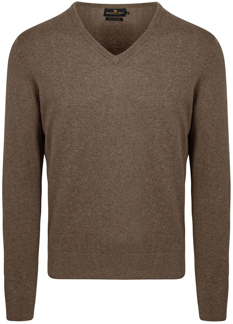 Steppin' Out Pullover Cotton Cashmere V-Ausschnitt Taupe Melange - Größe 3X günstig online kaufen