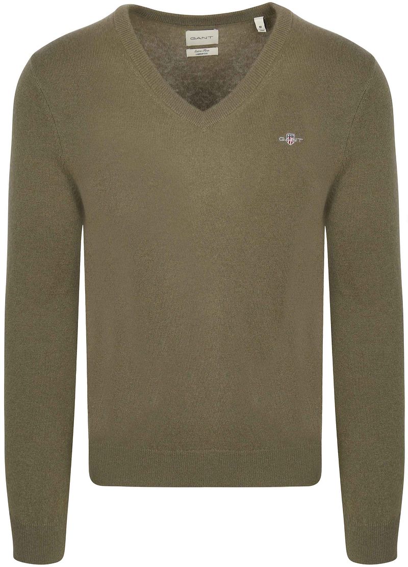 Gant Pullover V-Hals Woolblend Army Groen