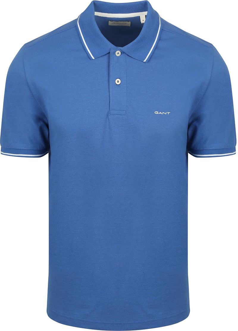 Gant Tipping Piqué Poloshirt Blauw