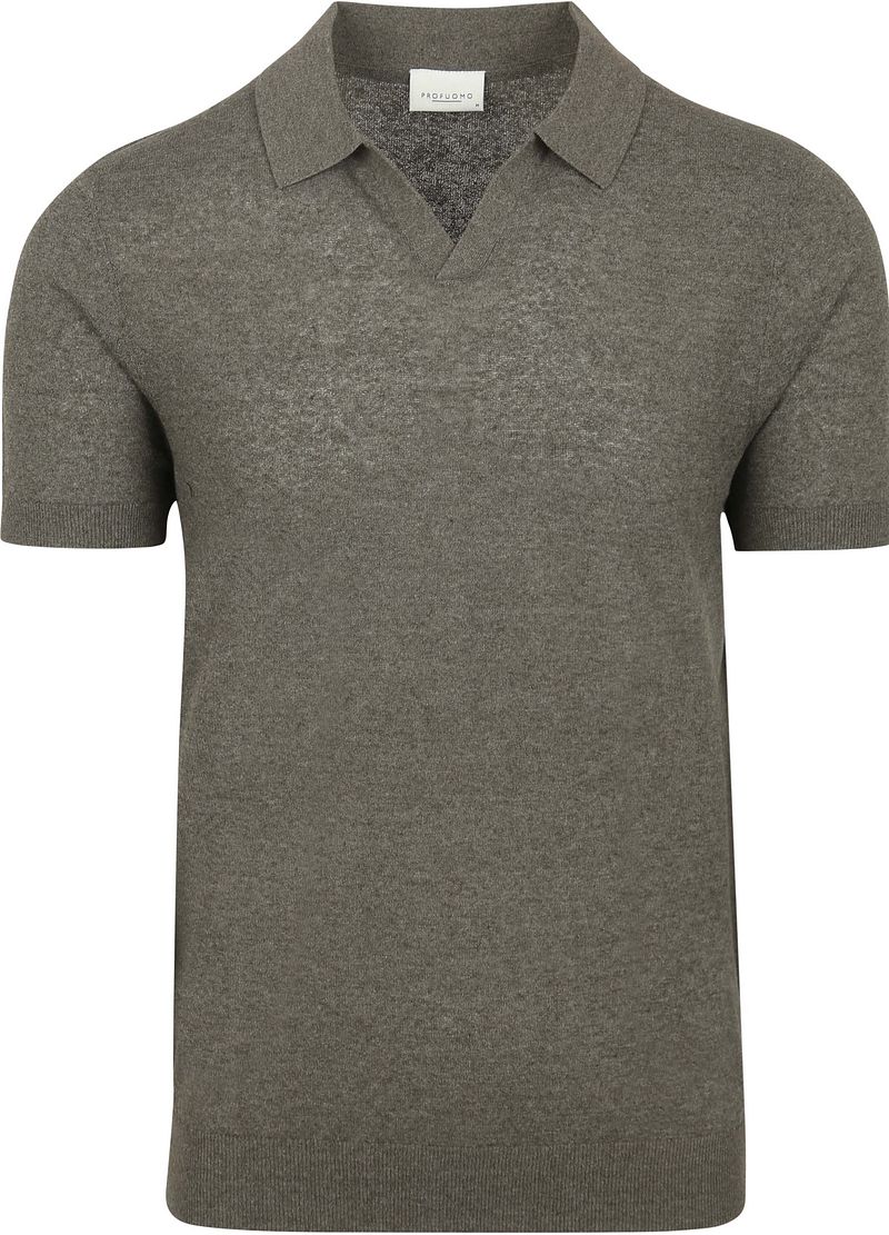 Profuomo Poloshirt Linen Blend Olijfgroen
