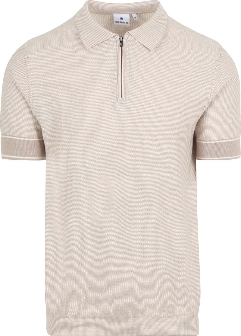 Blue Industry Knitted Polo Shirt Struktur Beige - Größe S günstig online kaufen