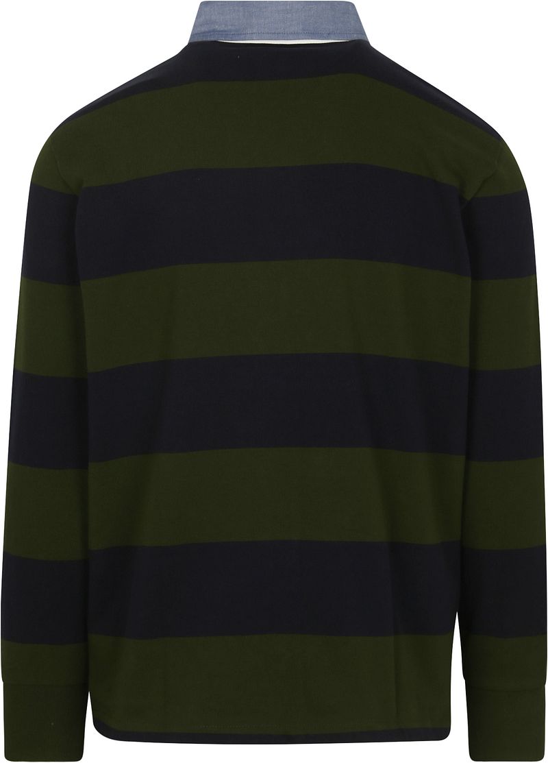 Gant Heavy Rugger Shield Longsleeve Polo Streep Navy Groen