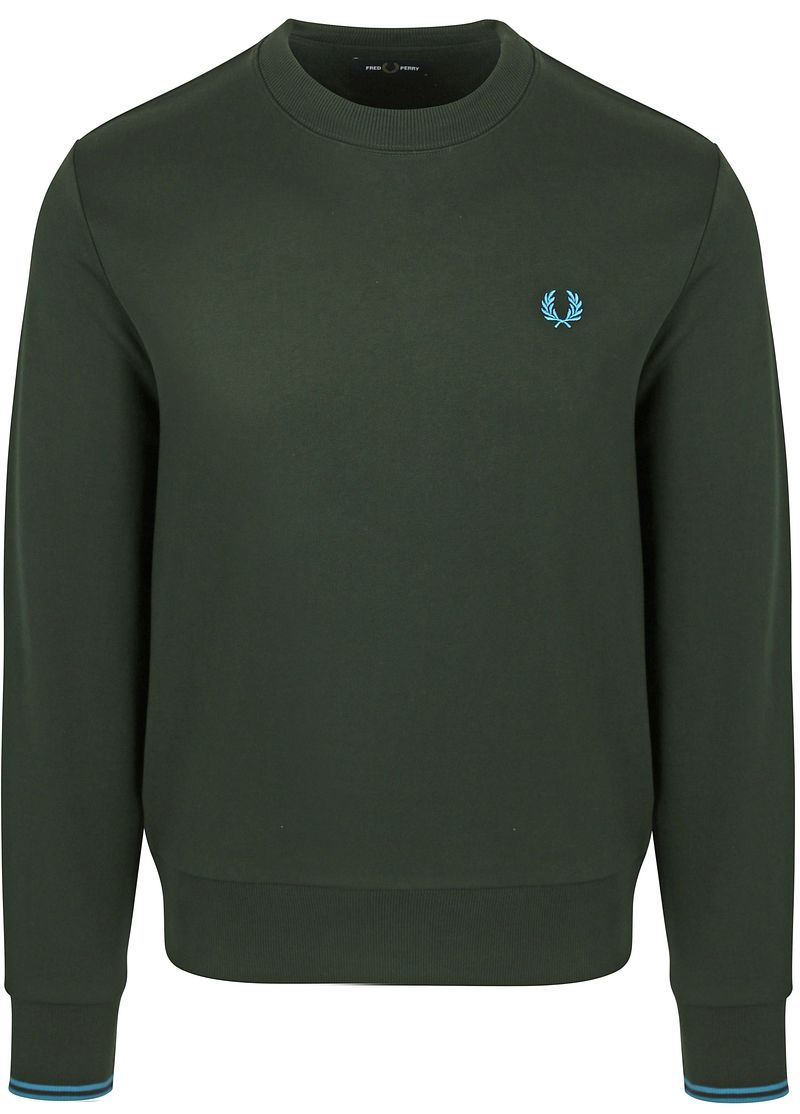 Fred Perry Ronde Hals Bouclé Sweatshirt met Geribbelde Afwerking Green Heren