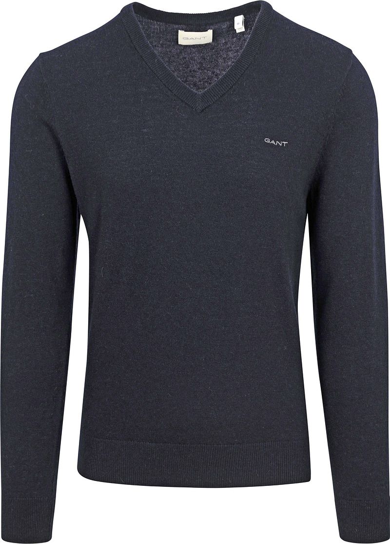 Gant Gebreide pullover van lamswolmix met V-hals