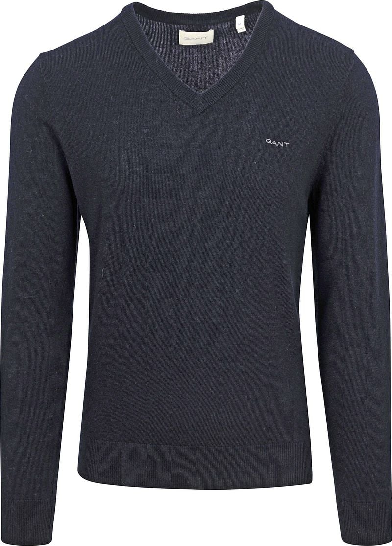 Gant Lammwolle Pullover Blau-Melange - Größe 3XL günstig online kaufen