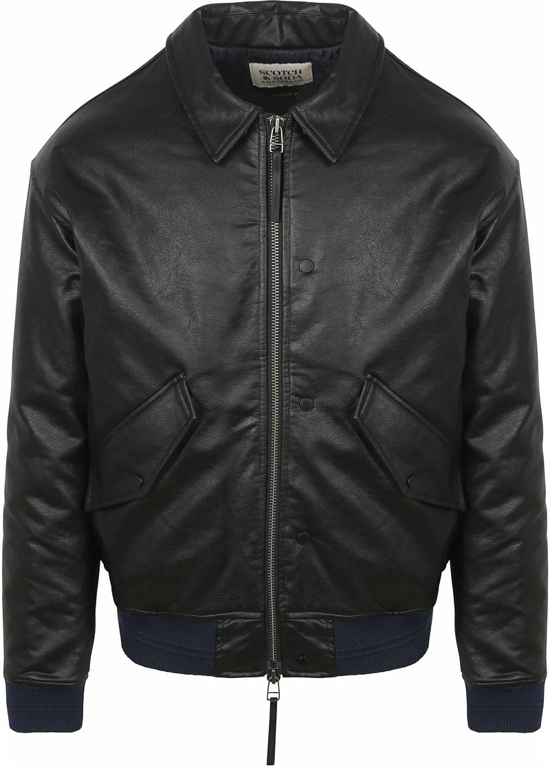Scotch and Soda Faux Leather Bomberjacke Schwarz - Größe XL günstig online kaufen