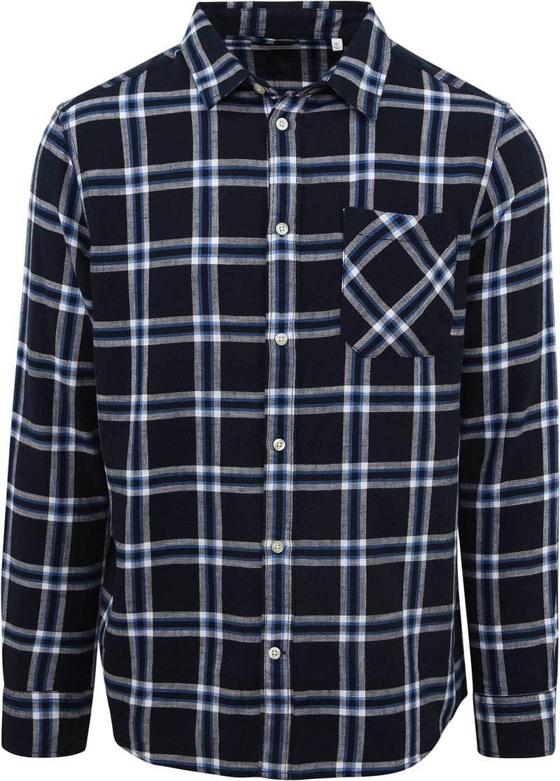 KnowledgeCotton Apparel Overhemd Donkerblauw Geruit