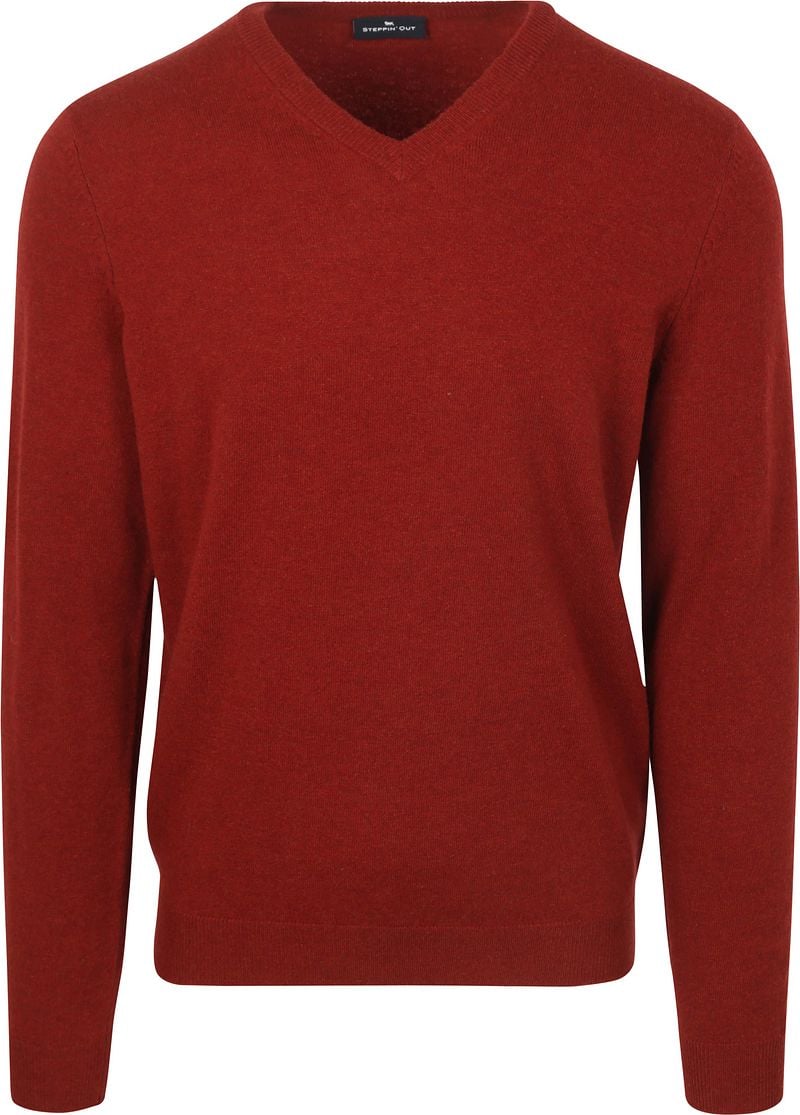 Steppin' Out Pullover V-Ausschnitt Merinowolle Rot - Größe XL günstig online kaufen