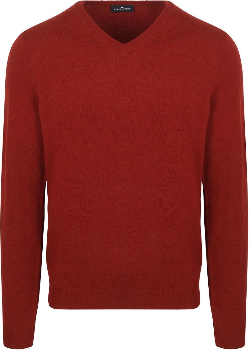 Steppin' Out Pullover V-Ausschnitt Merinowolle Rot - Größe S günstig online kaufen