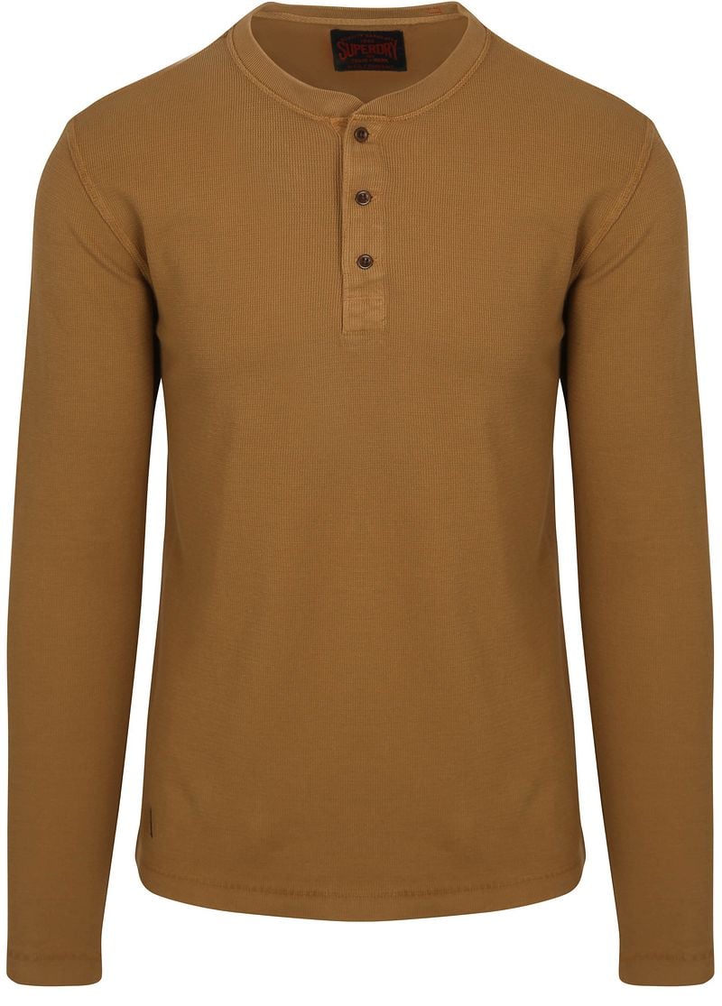 Superdry Pullover Henley Waffle Washed Camel - Größe M günstig online kaufen