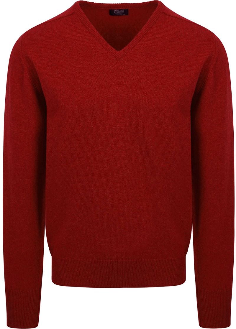 William Lockie V-Auschnitt Pullover Lammwolle Bordeaux  - Größe XXL günstig online kaufen