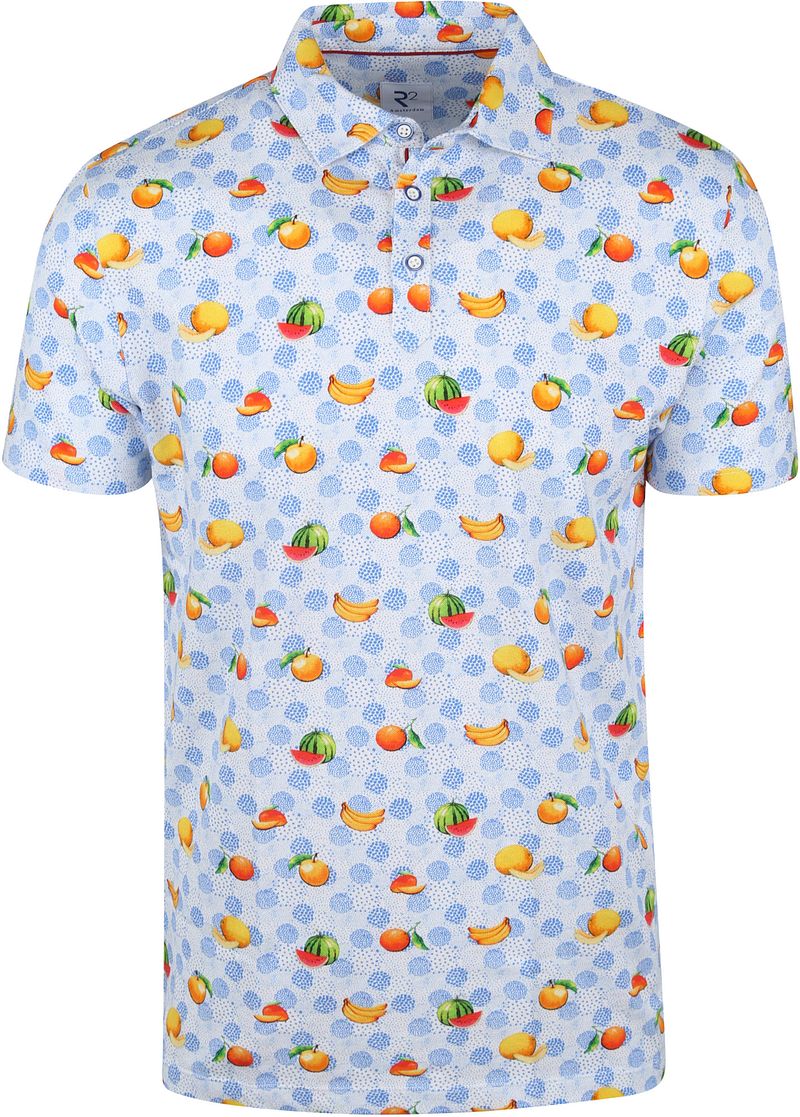 R2 Polo Imprimé Fruits MC Bleu clair Bleu Multicoloré taille S