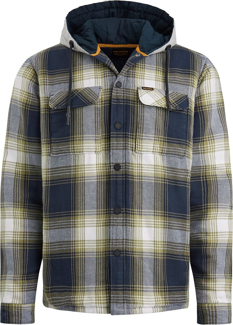 PME LEGEND Heren Overhemden Long Sleeve Shirt Ctn Flanel Check Quilted Blauw