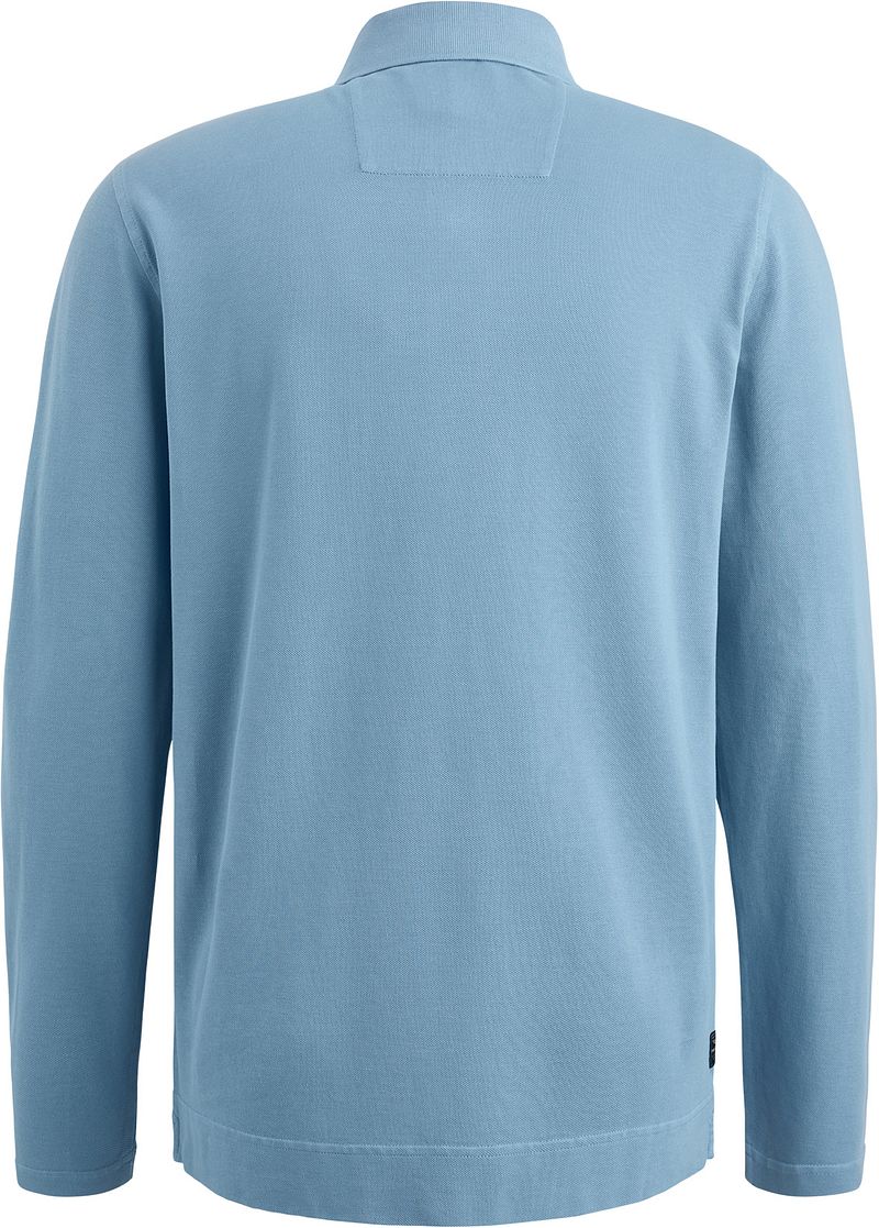 PME Legend Long Sleeve Poloshirt Garment Dye Piqué Blauw