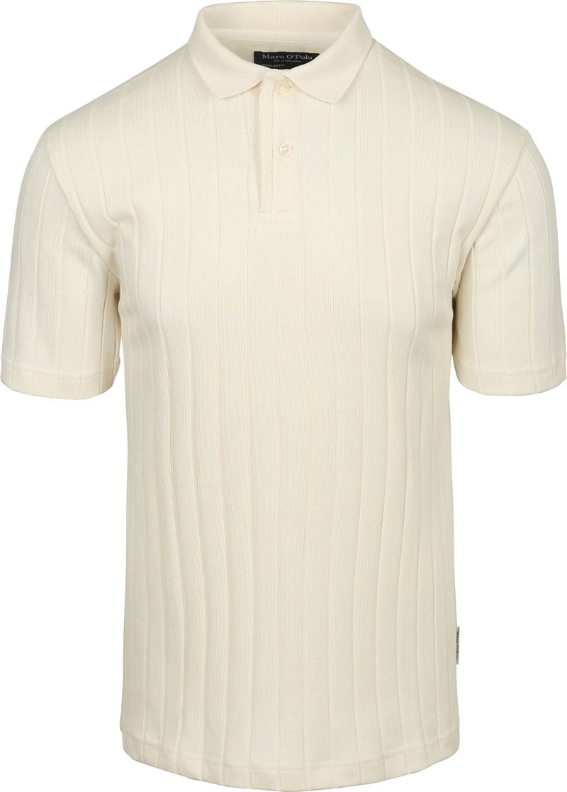 Marc O'Polo Knitted Poloshirt Rib Structure Off White - Größe M günstig online kaufen