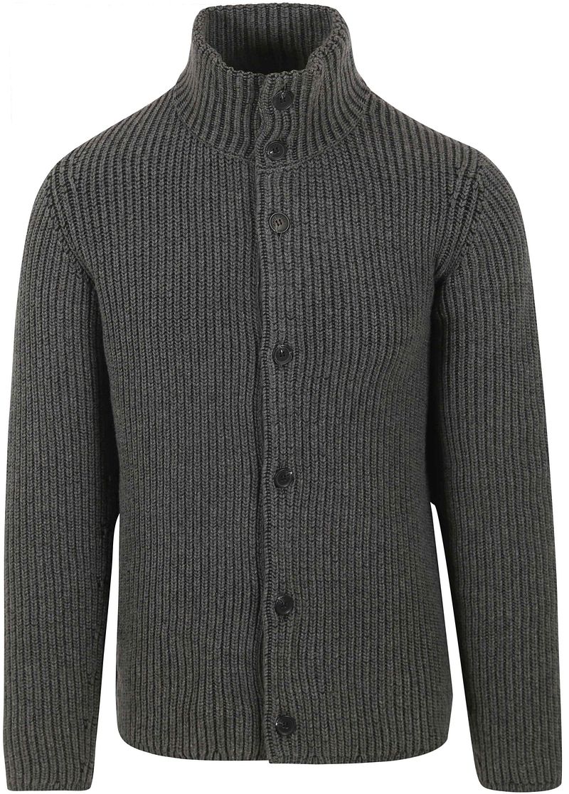 Marc O'Polo Vest Heavy Gauge Wol Blend Antraciet