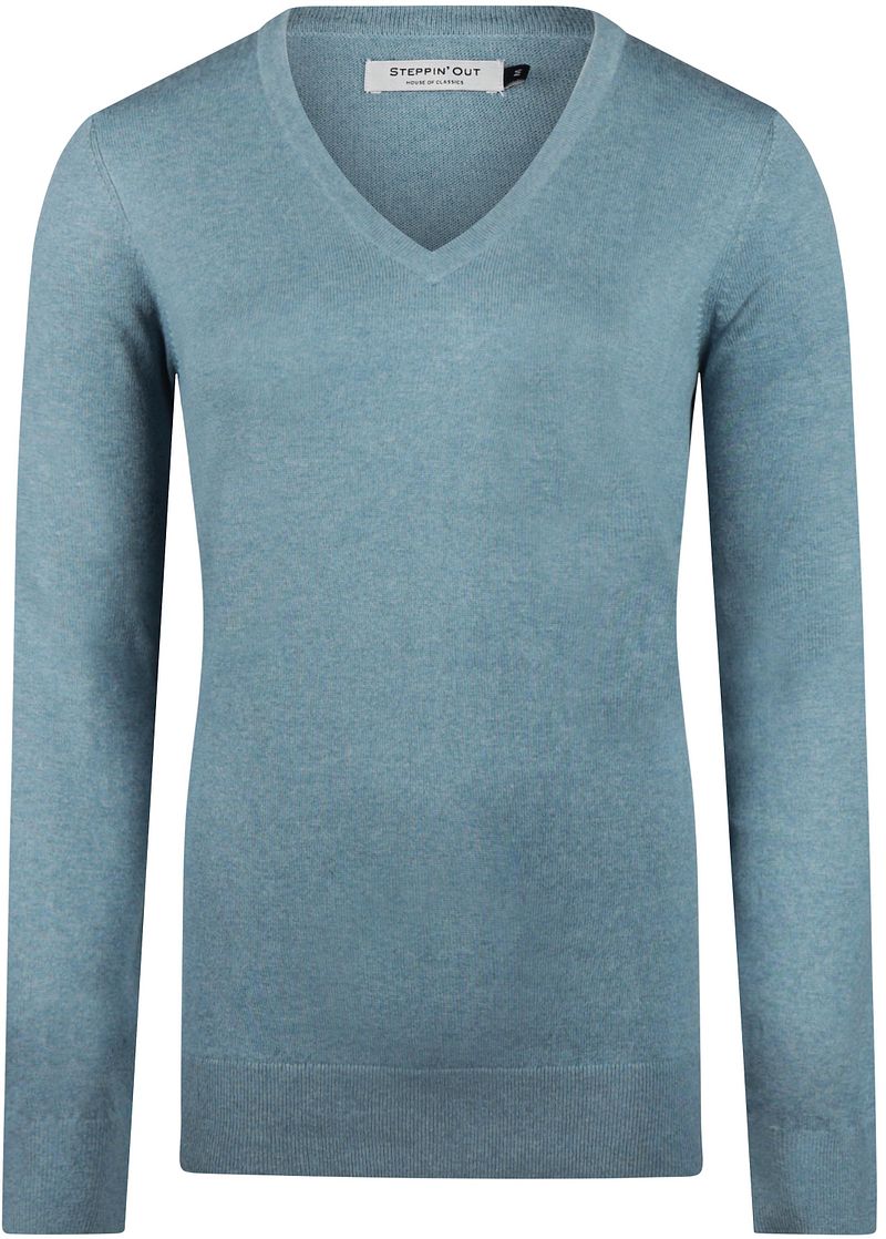 Steppin' Out Damestrui Cotton Cashmere V-hals Sage
