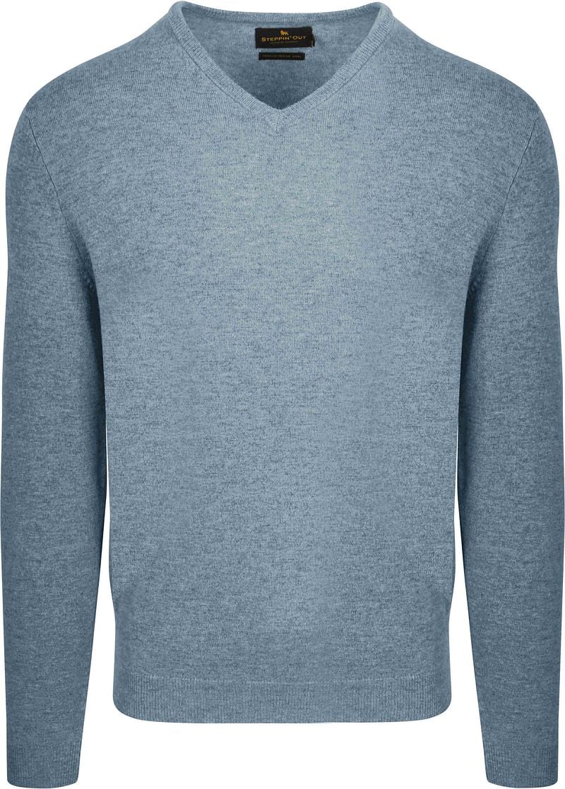 Steppin' Out Pullover V-hals Merinowol Sky Blue