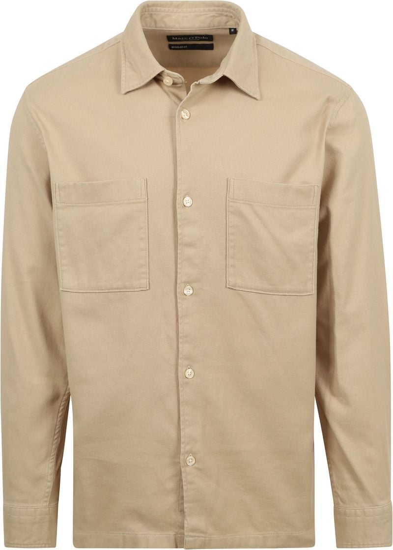 Marc O'Polo Overhemd Lange Mouw Overhemd Twill Flanel Beige