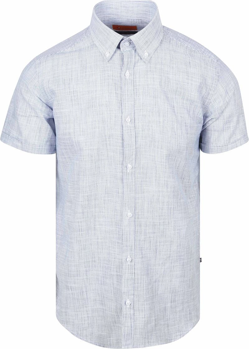Suitable Short Sleeves Hemd Cotton Slub Streifen Blau - Größe XL günstig online kaufen