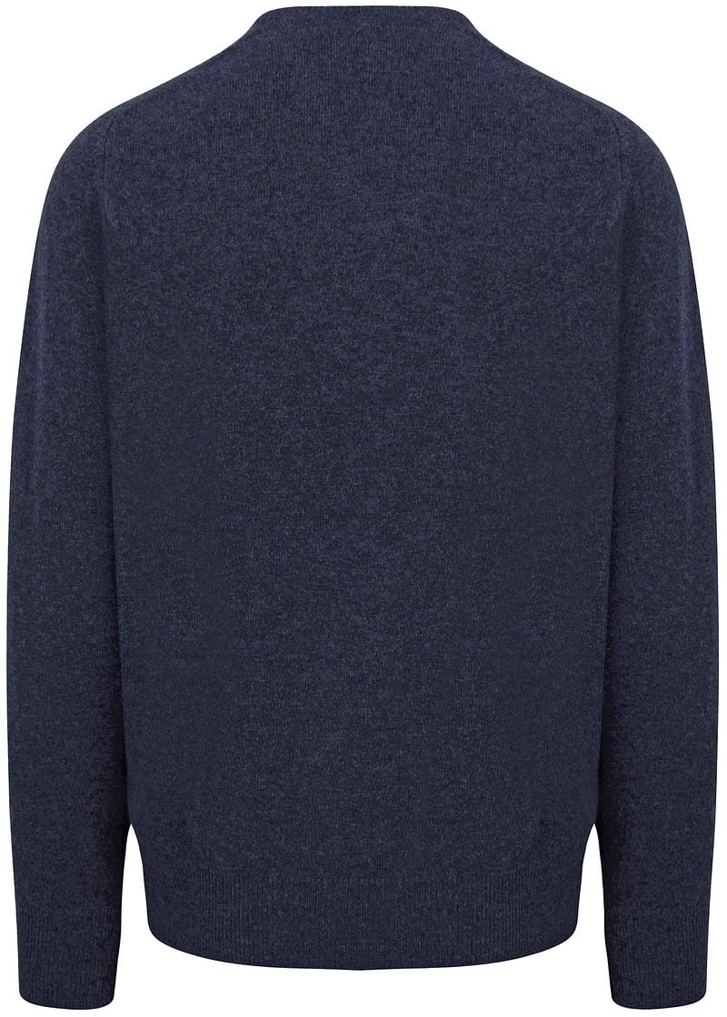 William Lockie V-Ausschnitt Pullover Lammwolle Indigo Melange - Größe M günstig online kaufen