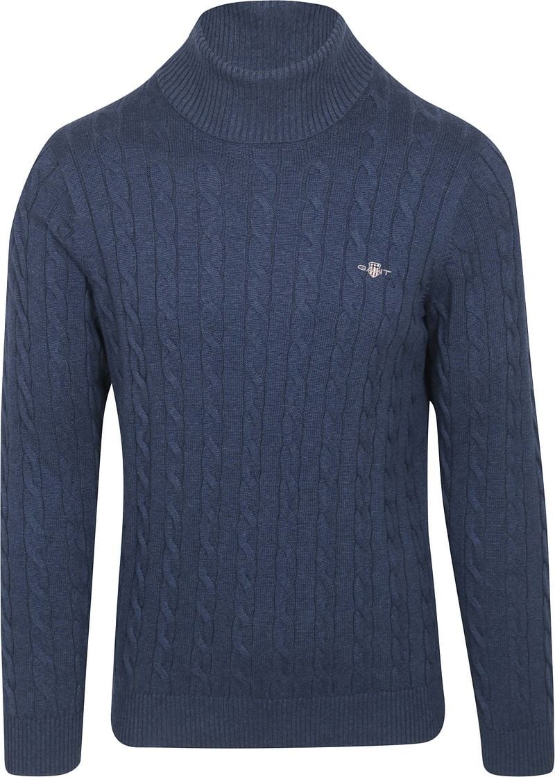 Gant Rollkragenpullover Cable Navy - Größe M günstig online kaufen