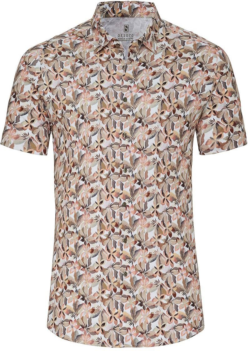 Desoto Overhemd Lange Mouw Short Sleeve Jersey Overhemd Print Beige