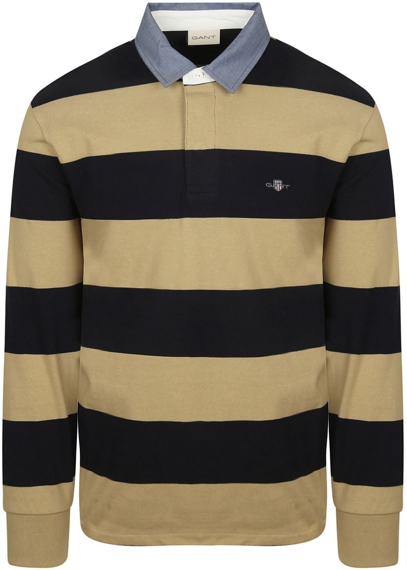 Gant Heavy Rugger Shield Poloshirt Streifen Navy Beige - Größe XL günstig online kaufen
