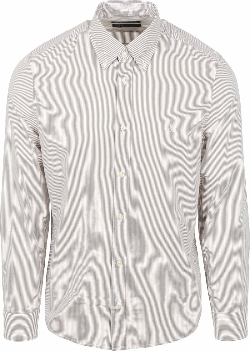 Marc O'Polo Overhemd Poplin Streep Grijs