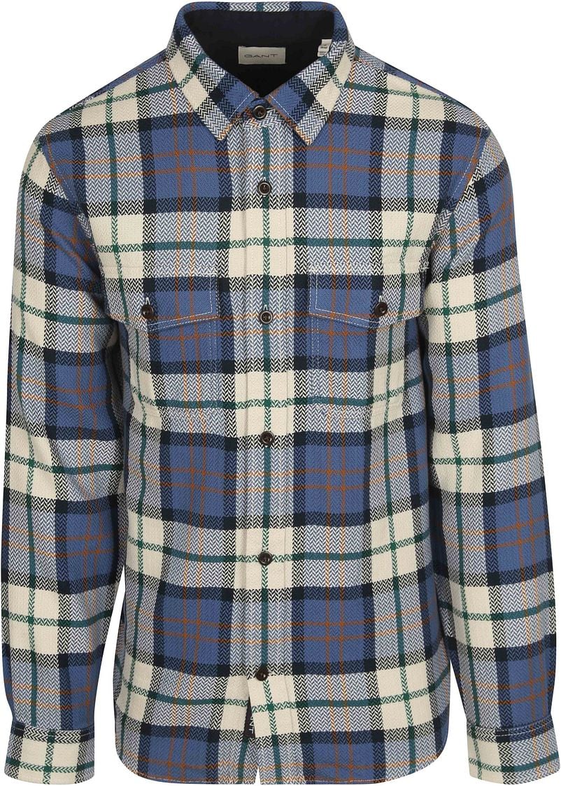 Gant Overshirt Herringbone Karos Blau - Größe L günstig online kaufen