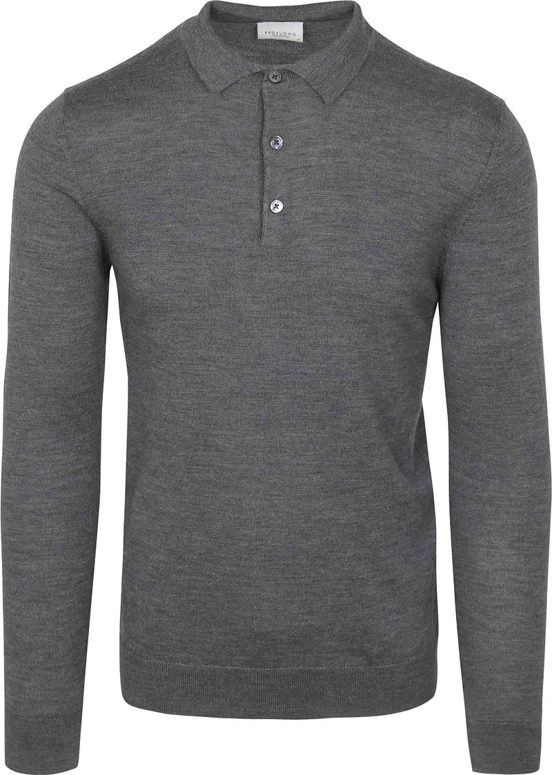 PROFUOMO Heren Polo's & T-shirts Polo Long Sleeve Antraciet