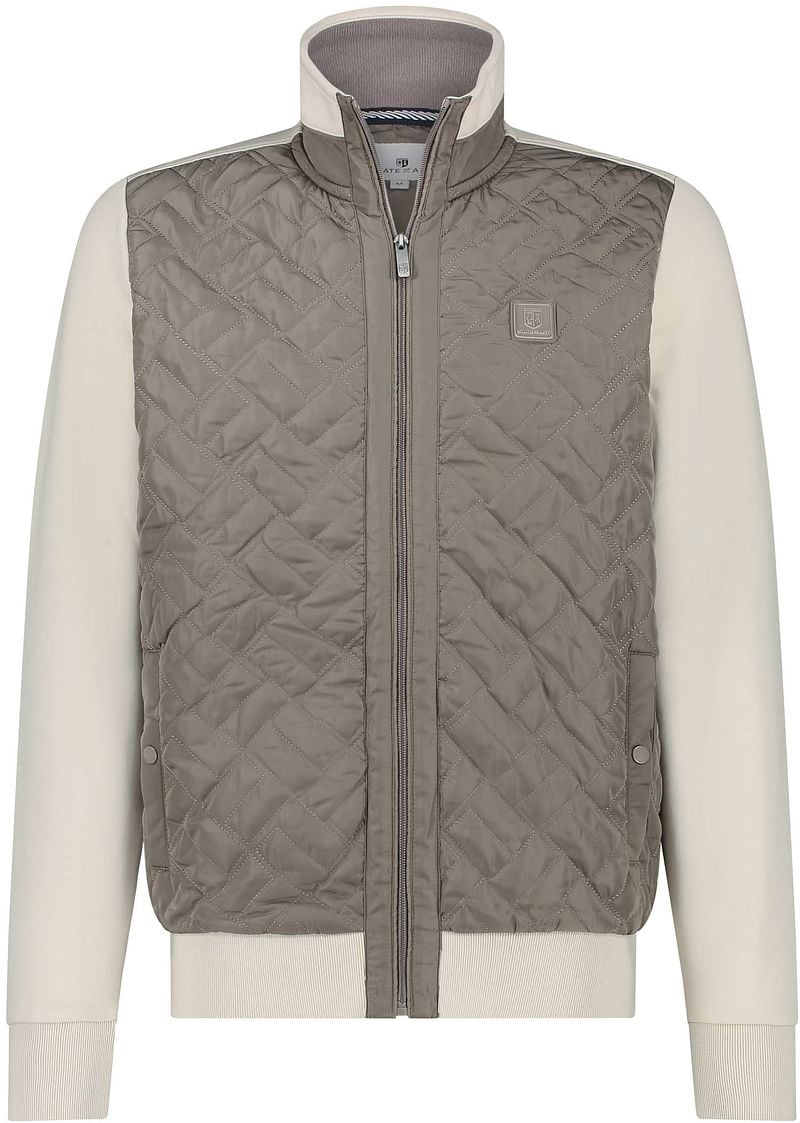 State of Art Effen Sweat Cardigan Vest Beige Heren