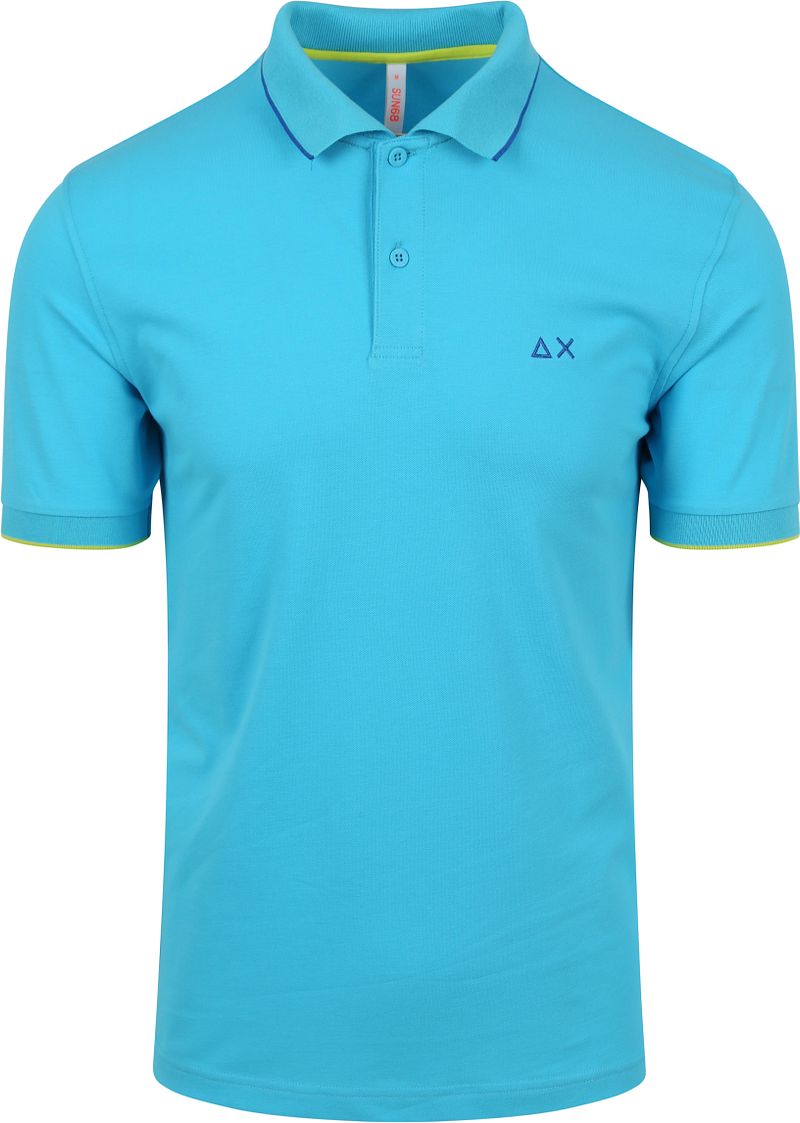 Sun68 Polo Shirt met Smal Profiel Turkoois Blue Heren