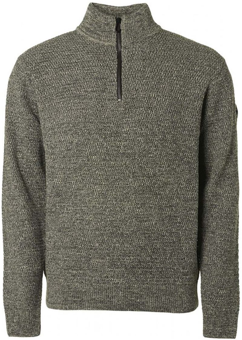 No-Excess Pull Demi-Zip Mélangé Beige Vert Gris taille L