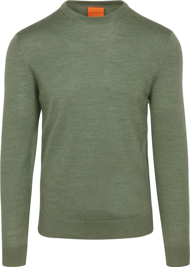 Suitable Merino Pullover Mid Groen