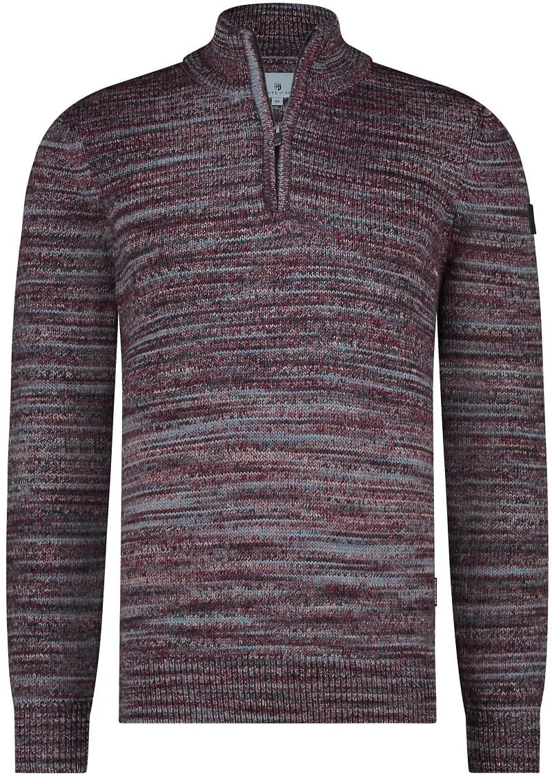 State of Art Half Zip Trui Melange Bordeaux