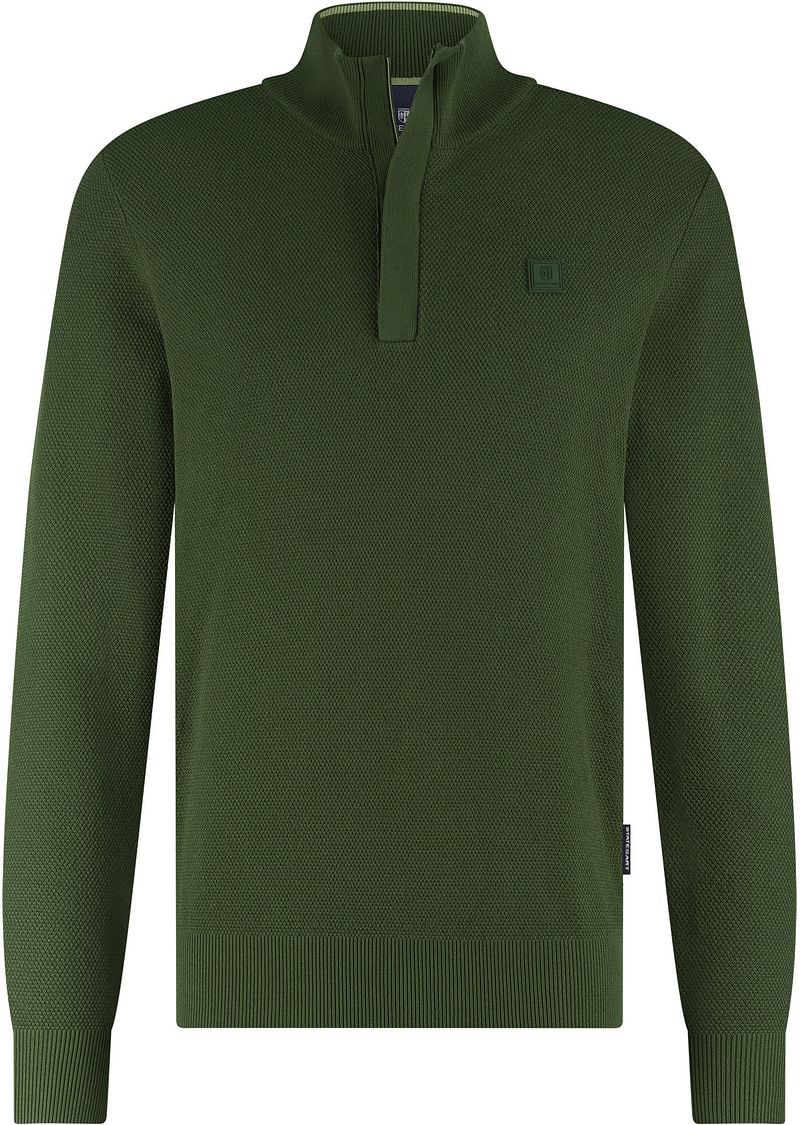 State of Art Half Zip Trui Structuur Donkergroen