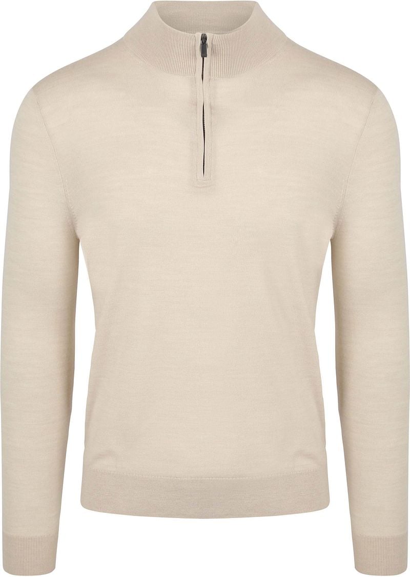 Suitable Merino Half Zip Trui Ecru